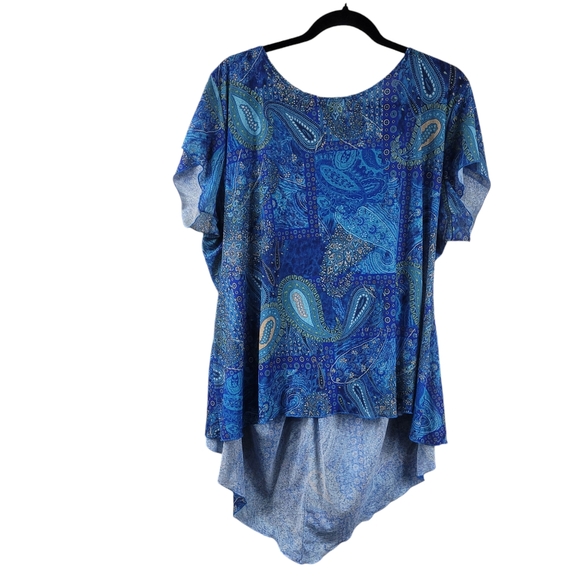 Zoey Beth Plus Top Size 3X Short Sleeve Paisley EUC - Picture 4 of 7